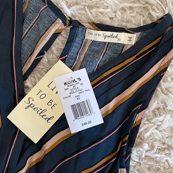 Kohl’s - “Live to Be Spoiled” striped jumpsuit NWT size XS - Picture 4 of 6